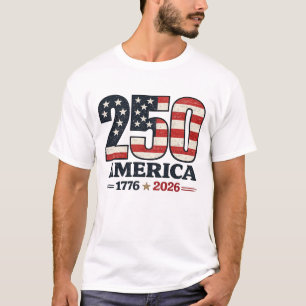 Minimaal Amerika 250 Vlag Patriottisch 1776–2026 T-shirt