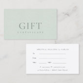 Minimaal Aqua Dusky Blue Script Cadeaucertificaat Visitekaartje (Voorkant / Achterkant)