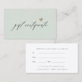 Minimaal Aqua Script Silver Heart Cadeaucertificaa Visitekaartje (Voorkant / Achterkant)