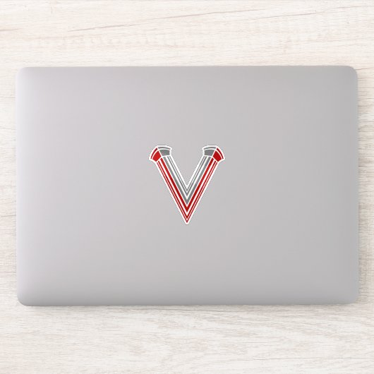 Minimaal Architecturaal Letter V Monogram Sticker (Computer)