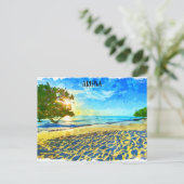 Minimaal Aruba Caribisch eiland strandlandschap Briefkaart (Staand voorkant)