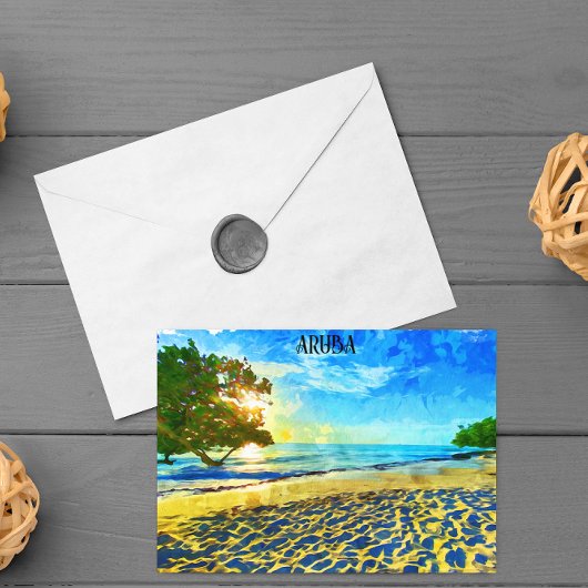 Minimaal Aruba Caribisch eiland strandlandschap Briefkaart