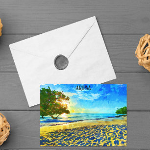 Minimaal Aruba Caribisch eiland strandlandschap Briefkaart