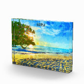 Minimaal Aruba Caribisch eiland strandlandschap Fotoblokken (Rechts)