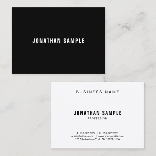 Minimaal B&W-model Moderne professionele legant Visitekaartje (Voorkant / Achterkant)