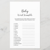 Minimaal Baby shower Baby Word Scramble Game Flyer (Voorkant)
