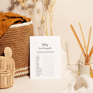 Minimaal Baby shower Baby Word Scramble Game Flyer