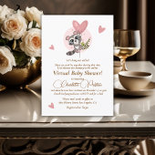 Minimaal Baby shower Cute Raccoon Virtual Kaart