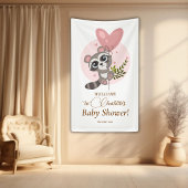 Minimaal Baby shower Cute Raccoon Welkom Spandoek
