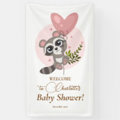 Minimaal Baby shower Cute Raccoon Welkom Spandoek (Verticaal)