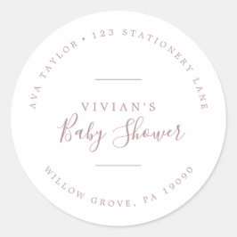 Minimaal Baby shower Roos Circulaire retouradres Ronde Sticker