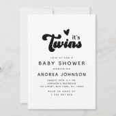 Minimaal Baby shower van de Groovy Retro Twins Hea Kaart (Voorkant)
