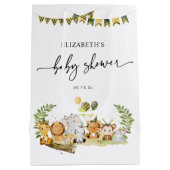 Minimaal Baby shower van de partij Oerwouden Medium Cadeauzakje (Achterkant)