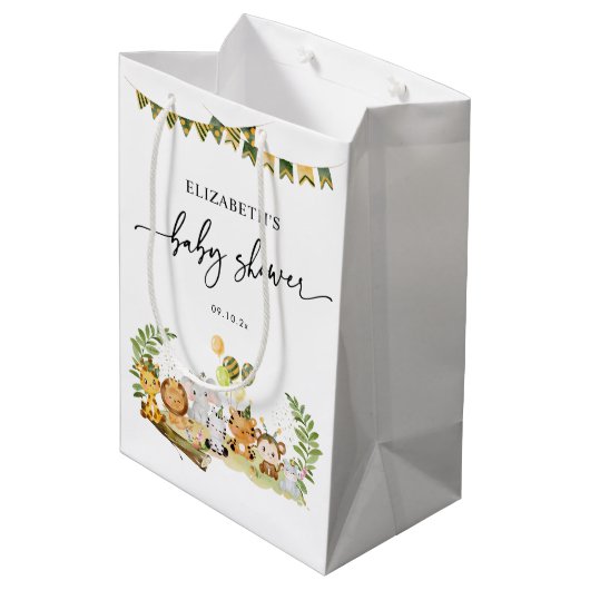 Minimaal Baby shower van de partij Oerwouden Medium Cadeauzakje (Achterkant Gekanteld)