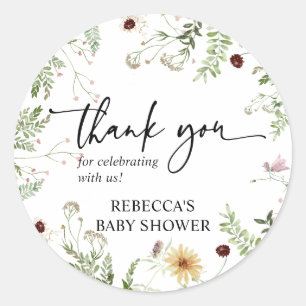 Minimaal Baby shower van wilde stookolie Hartelijk Ronde Sticker