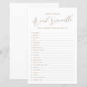 Minimaal Baby shower voor kalligrafie Word Scrambl (Voorkant / Achterkant)