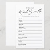 Minimaal Baby shower voor kalligrafie Word Scrambl (Voorkant / Achterkant)