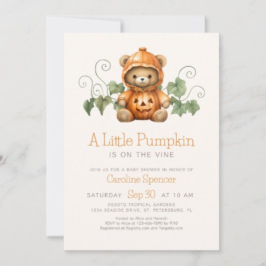 Minimaal Baby shower voor pompoenpleister Kaart (Voorkant)