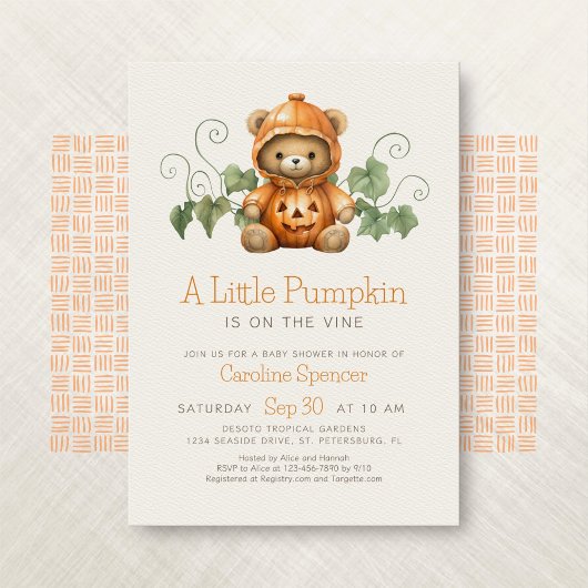 Minimaal Baby shower voor pompoenpleister Kaart