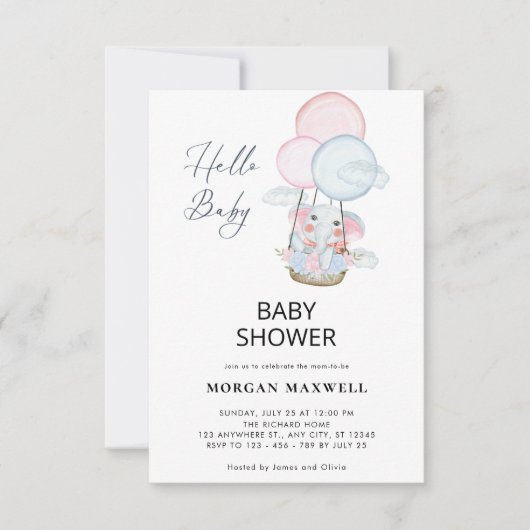 Minimaal Baby shower Vrij Uitnodigen Kaart (Voorkant)