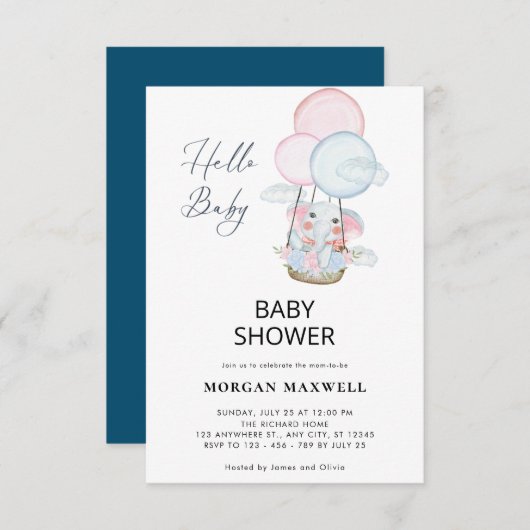 Minimaal Baby shower Vrij Uitnodigen Kaart (Voorkant / Achterkant)