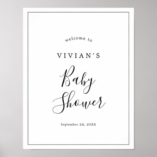 Minimaal Baby shower Welkom Poster (Voorkant)