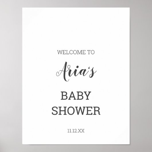 Minimaal Baby shower Welkomstteken Poster (Voorkant)