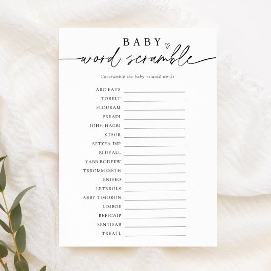 Minimaal Baby Word Scramble Game Kaart