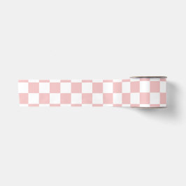 Minimaal babyroze dambordpatroon satijnen lint