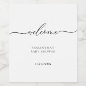 Minimaal babyshower script letter welkom wijn etiket (Enkel label)