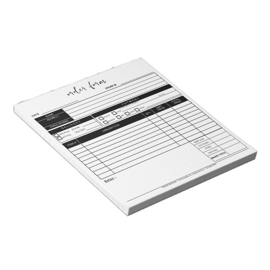 Minimaal Bakkerij Zakelijk Zwart Wit Bestelformuli Notitieblok (Schuin)