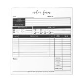 Minimaal Bakkerij Zakelijk Zwart Wit Bestelformuli Notitieblok (Voorkant)