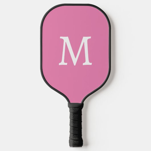 Minimaal Basic Roze Monogram Initiaal Pickleball Paddle (Voorkant)