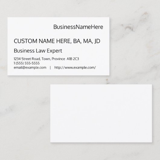 Minimaal basisVisitekaartje Visitekaartje (Voorkant / Achterkant)