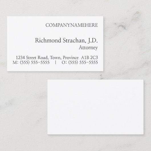 Minimaal basisVisitekaartje Visitekaartje (Voorkant / Achterkant)