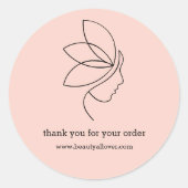 Minimaal, Beauty, Logo, Line Art Blush Ronde Sticker (Voorkant)