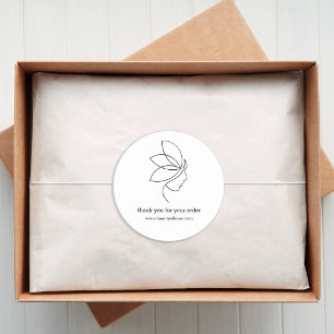 Minimaal, Beauty, Logo, Line Art Wit Ronde Sticker