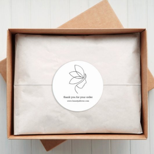 Minimaal, Beauty, Logo, Line Art Wit Ronde Sticker