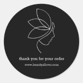 Minimaal, Beauty, Logo, Line Art Zwart Ronde Sticker (Voorkant)