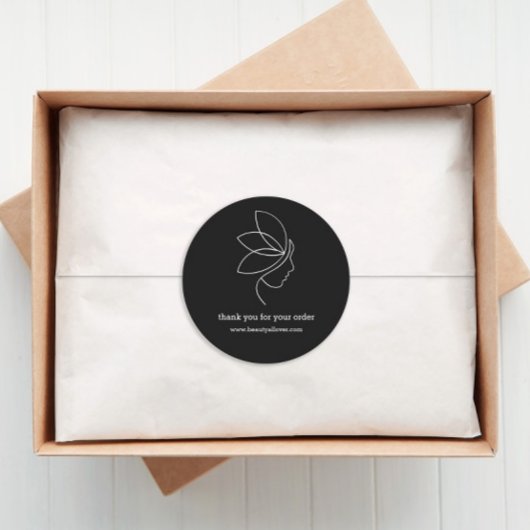 Minimaal, Beauty, Logo, Line Art Zwart Ronde Sticker