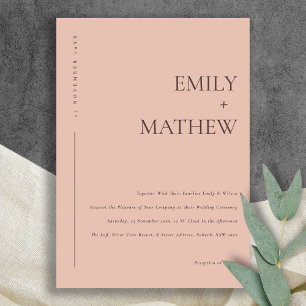 MINIMAAL BEDRAG ORANJE TYPOGRAFIE WEDING KAART