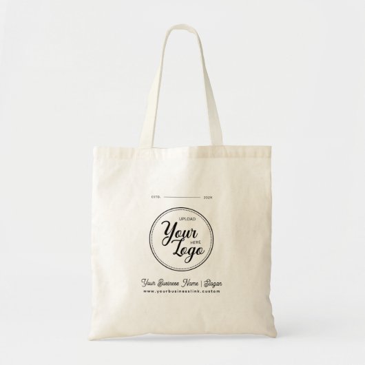 Minimaal bedrijfslogo naam jaar tote bag (Voorkant)