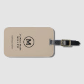 Minimaal Beige Black Classic Typographic Monogram Bagagelabel (Voorkant (horizontaal))