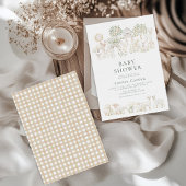 Minimaal beige Boerderij Baby shower Kaart