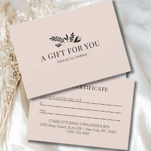 Minimaal Beige Botanisch Zakelijk Cadeaubon