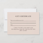 Minimaal Beige Botanisch Zakelijk Cadeaubon (Achterkant)