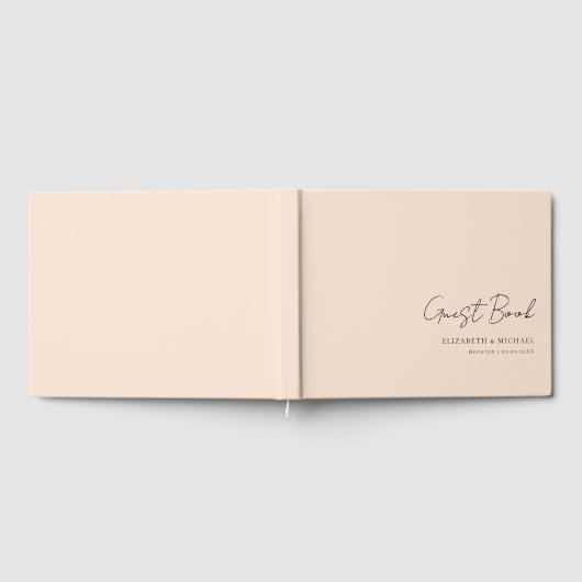 Minimaal, beige-bruin handschrift script bruiloft gastenboek (Volledig)