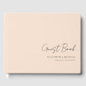 Minimaal, beige-bruin handschrift script bruiloft gastenboek (Voorkant)