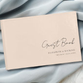Minimaal, beige-bruin handschrift script bruiloft gastenboek