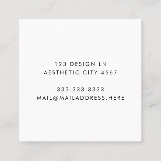 Minimaal beige Circle Business Monogram Branding Vierkante Visitekaartje (Achterkant)